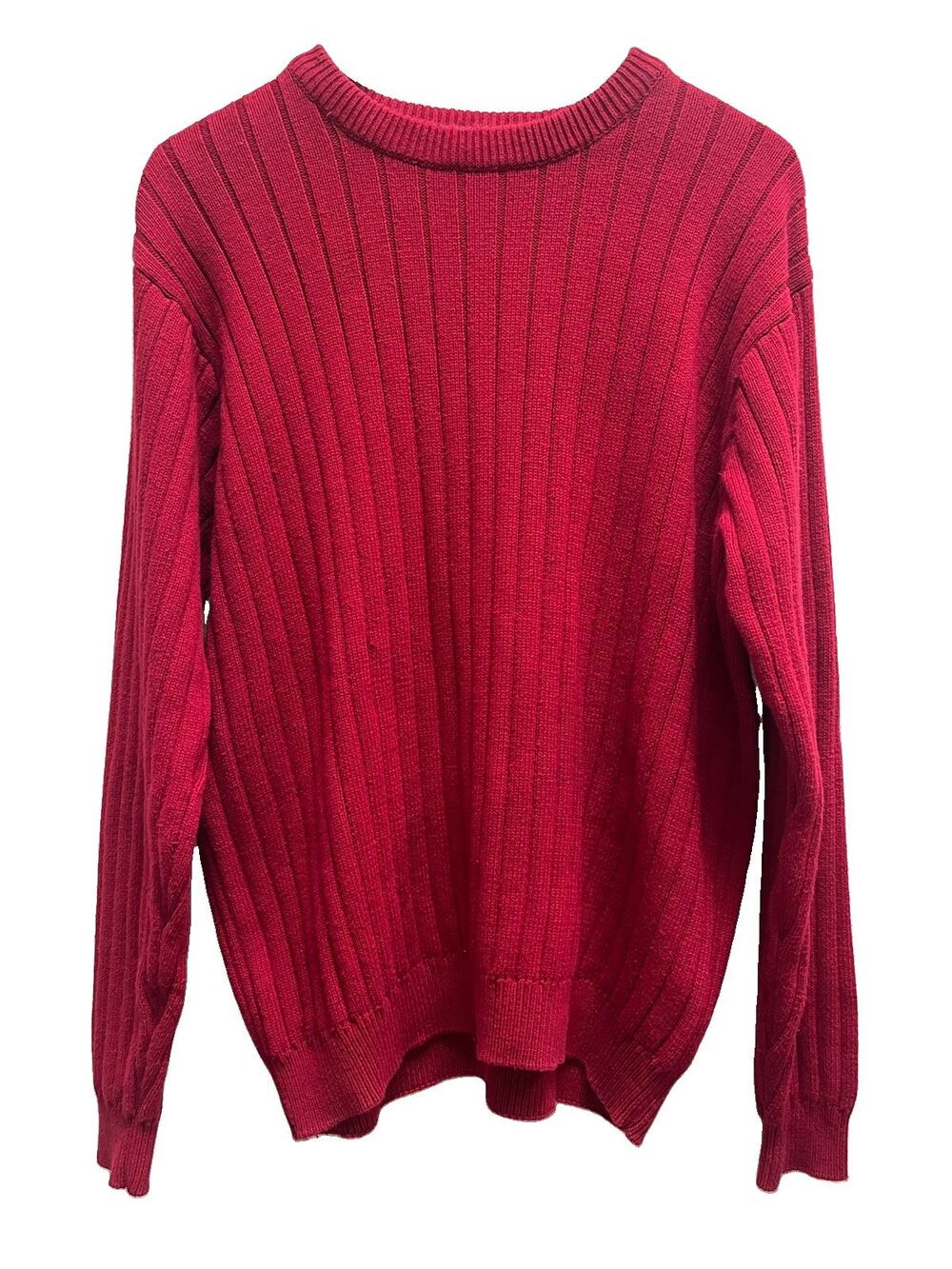 Vintage John Ashford Red Rib Knit Cotton Sweater Mens Large Made Australia